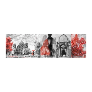 Prøve Fototapet Premium Sand - Møde i Berlin - By, Maleri, Arkitektur - 100x30 cm