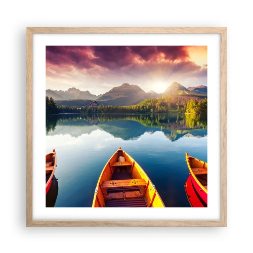 Plakat i ramme af lyst egetræ - Intet imod naturen - 50x50 cm