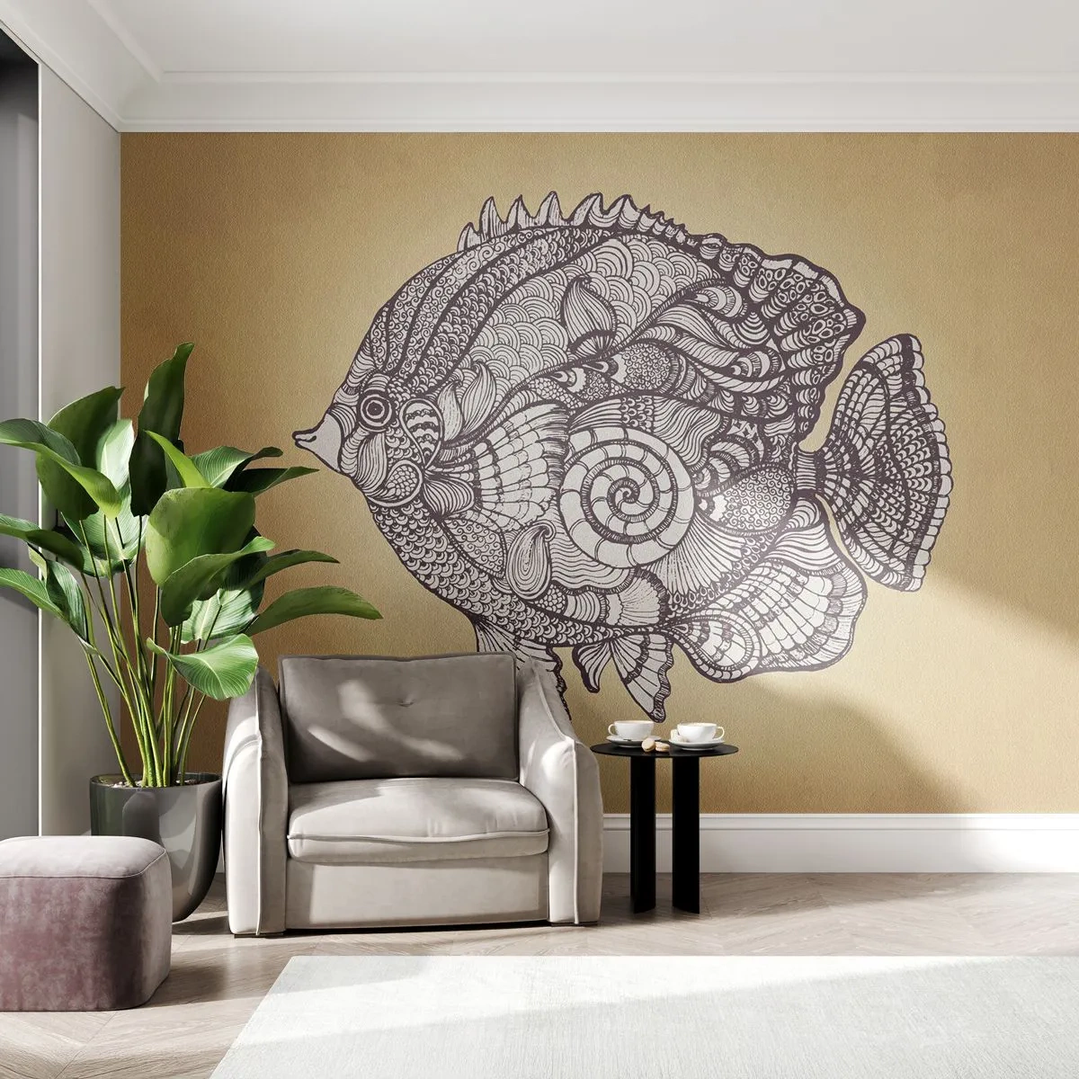 Fototapet Premium Sand - Fra et hav af ornamenter - Fisk, Ornament, Dekoration - 100x70 cm