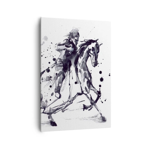 Lærredstryk - Billede på lærred - Sort ridder - 70x100 cm