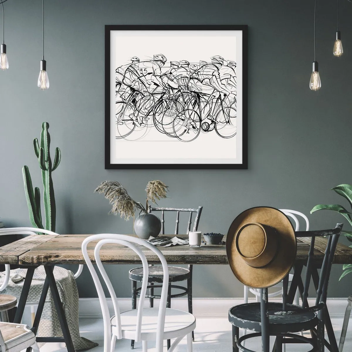 Plakat i sort ramme - Sammen i et team - 40x40 cm