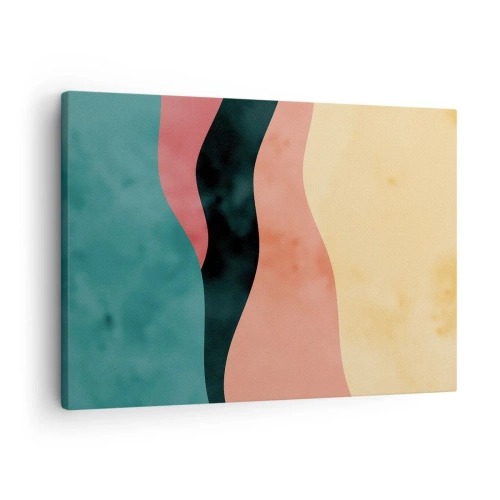 Lærredstryk - Billede på lærred - Abstrakte bølger i pastelfarver - 70x50cm - Kompatibel manglende overholdelse - Moderne vægdekoration til stue og soveværelse ARTTOR