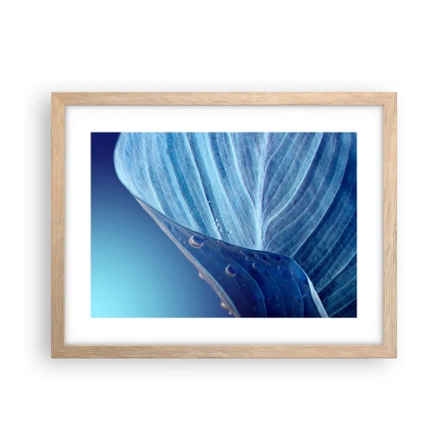 Plakat i ramme af lyst egetræ - Skjulte dråber af blåt - 40x30 cm