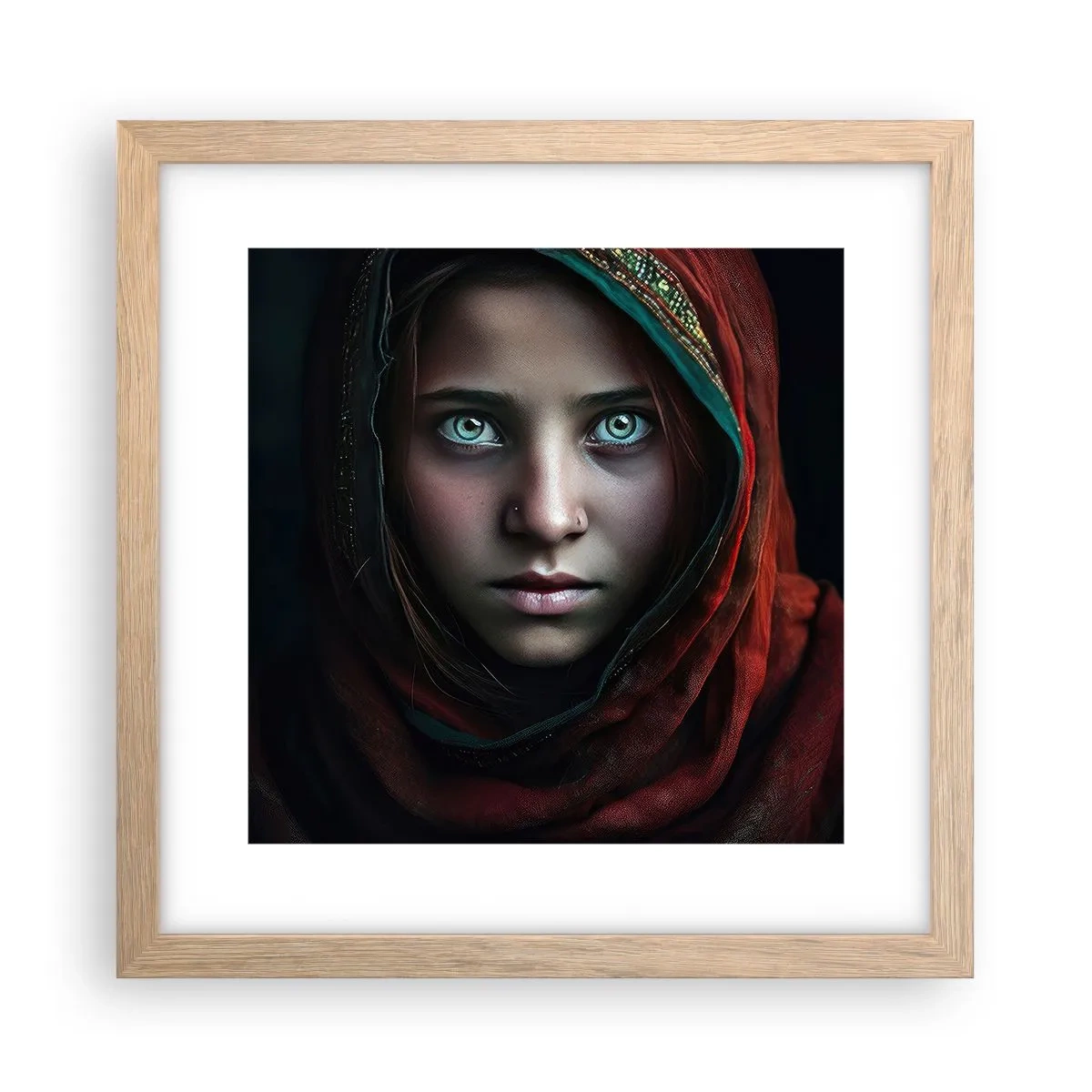 Plakat i ramme af lyst egetræ - Østens prinsesse - 30x30 cm