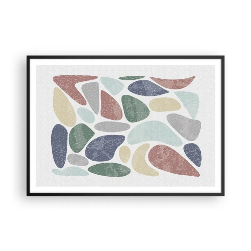 Plakat i sort ramme - Mosaik af pulveriserede farver - 100x70 cm