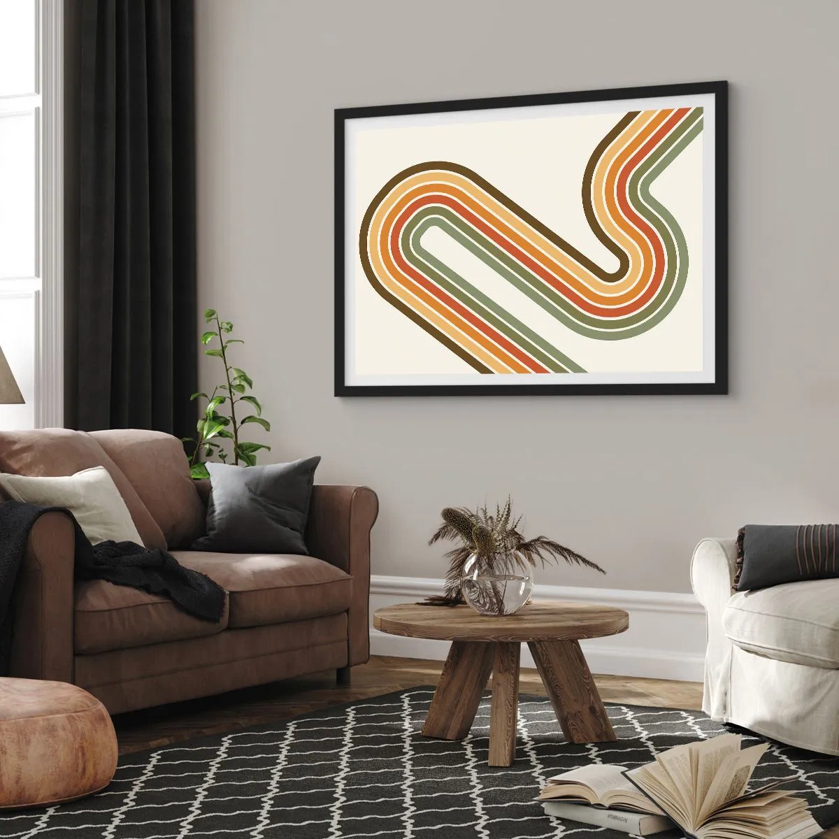 Plakat i sort ramme - Zigzag til destinationen - 70x50 cm