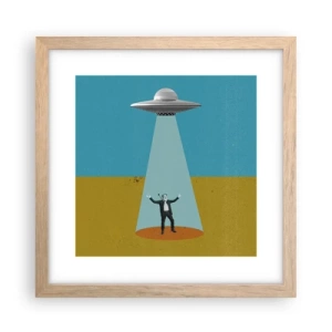 Plakat i ramme af lyst egetræ - Et tæt møde - 30x30 cm