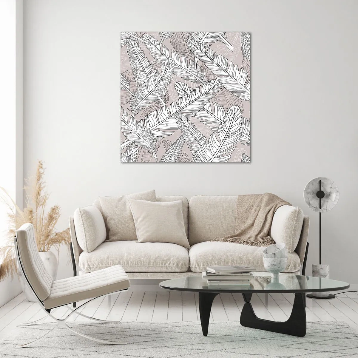 Billede på glas - Fjerlig uro - 60x60 cm