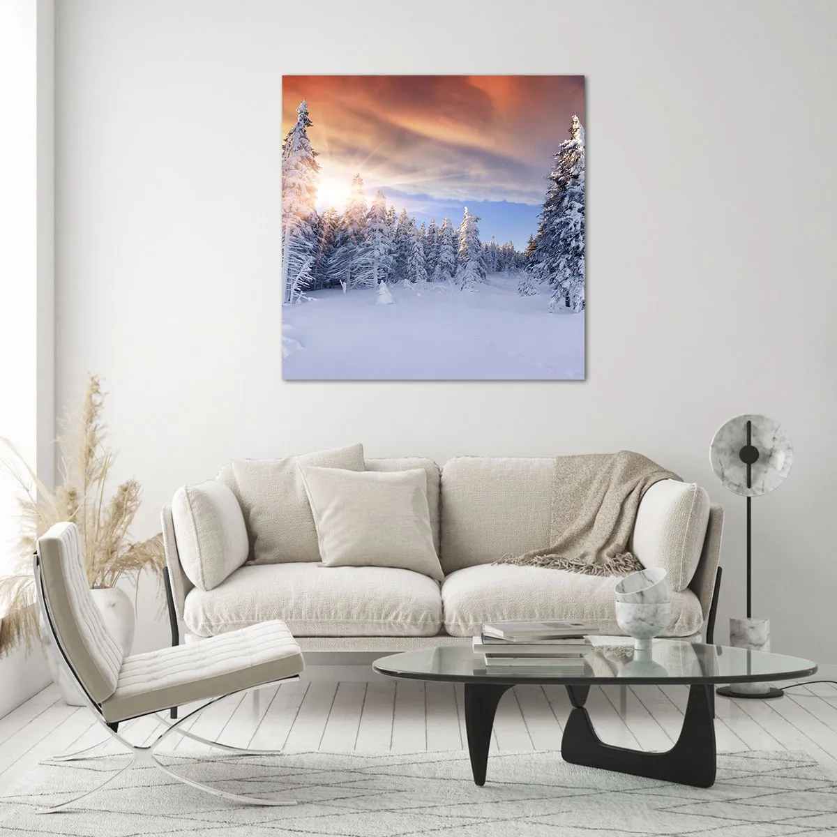 Billede på glas - Et snedækket naturspektakel - 50x50 cm