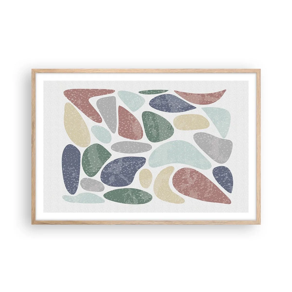 Plakat i ramme af lyst egetræ - Mosaik af pulveriserede farver - 91x61 cm