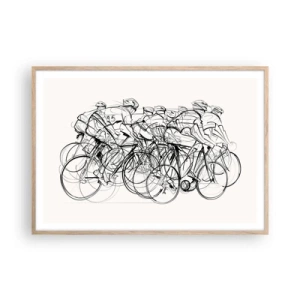 Plakat i ramme af lyst egetræ - Sammen i et team - 100x70 cm