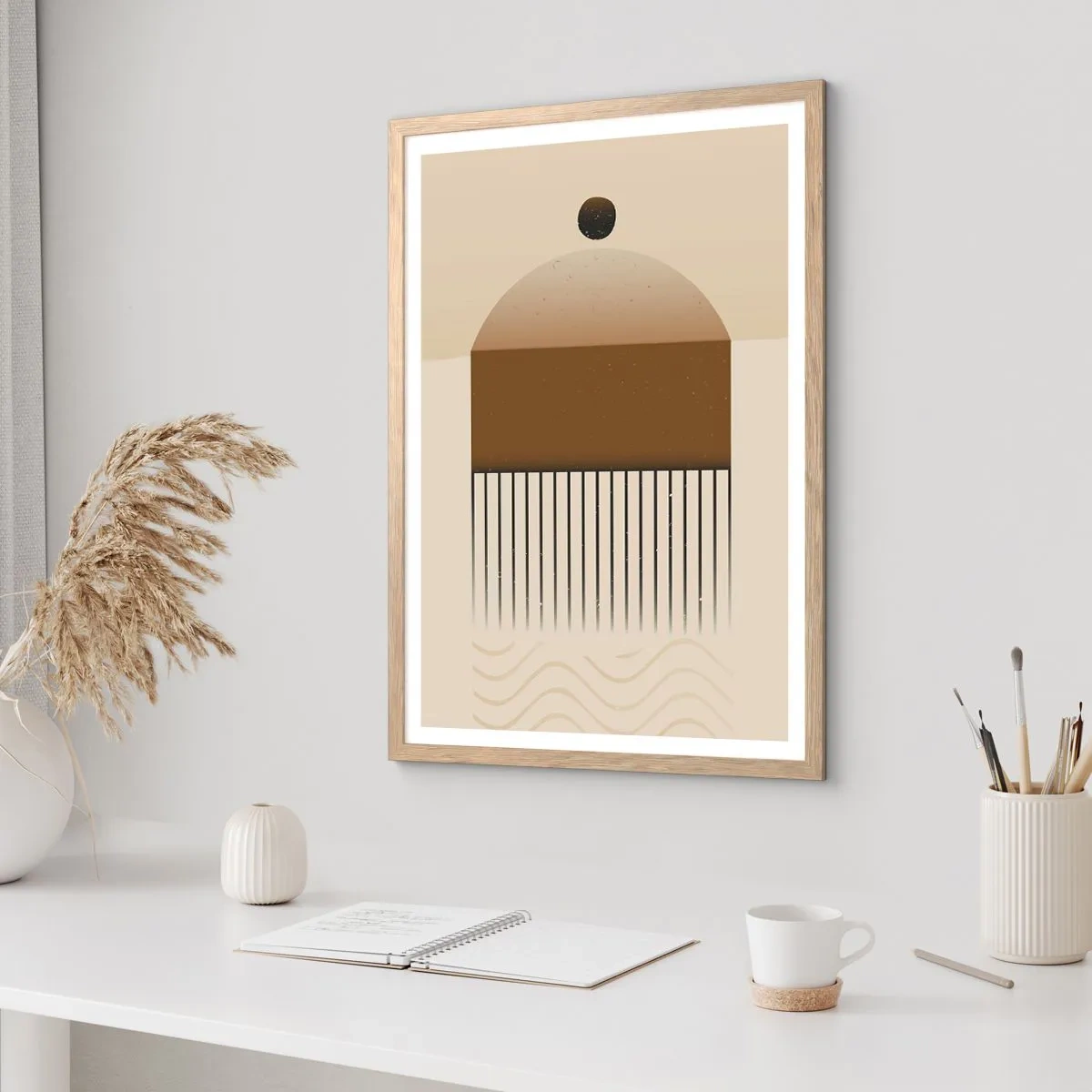 Plakat i ramme af lyst egetræ - Forskellige stater - 70x100 cm