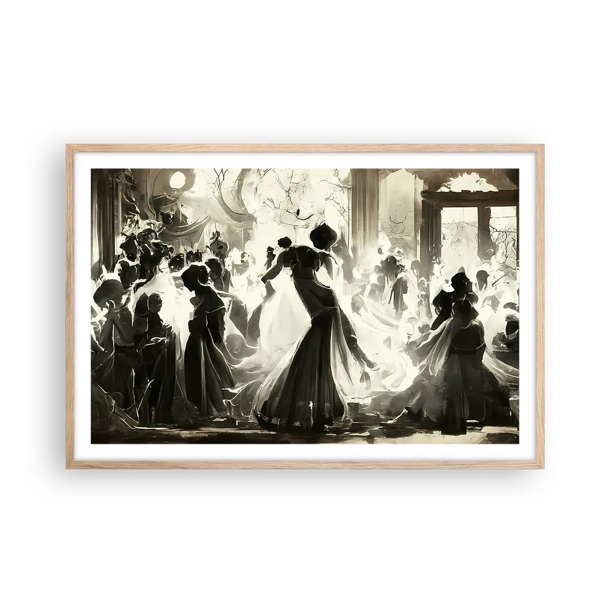 Plakat i ramme af lyst egetræ - Den store maskerade - 91x61 cm