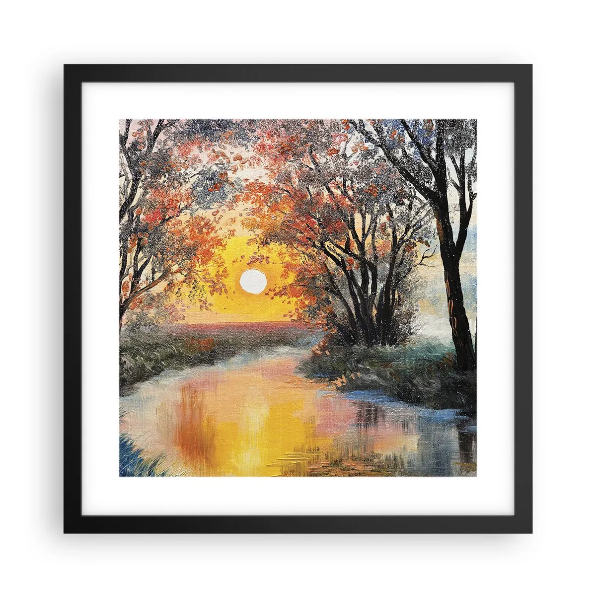 Plakat i sort ramme - Efterårs atmosfære - 40x40 cm