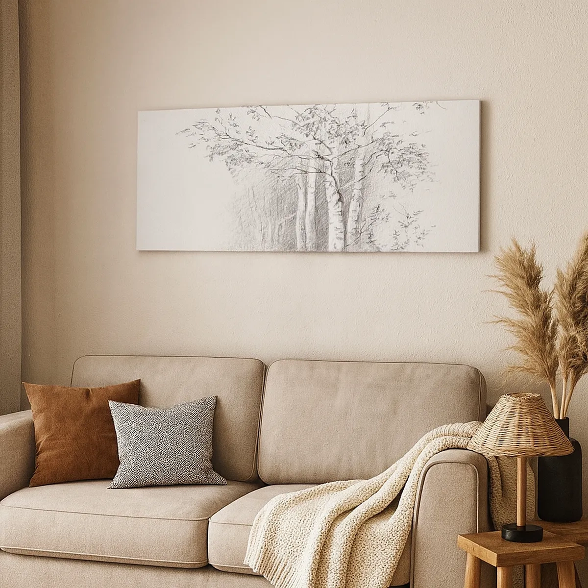 Lærredstryk - Billede på lærred - Lyset fra birkeskoven - 30x30 cm