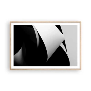 Plakat i ramme af lyst egetræ - Lysflader fra skyggernes dybder - 91x61 cm