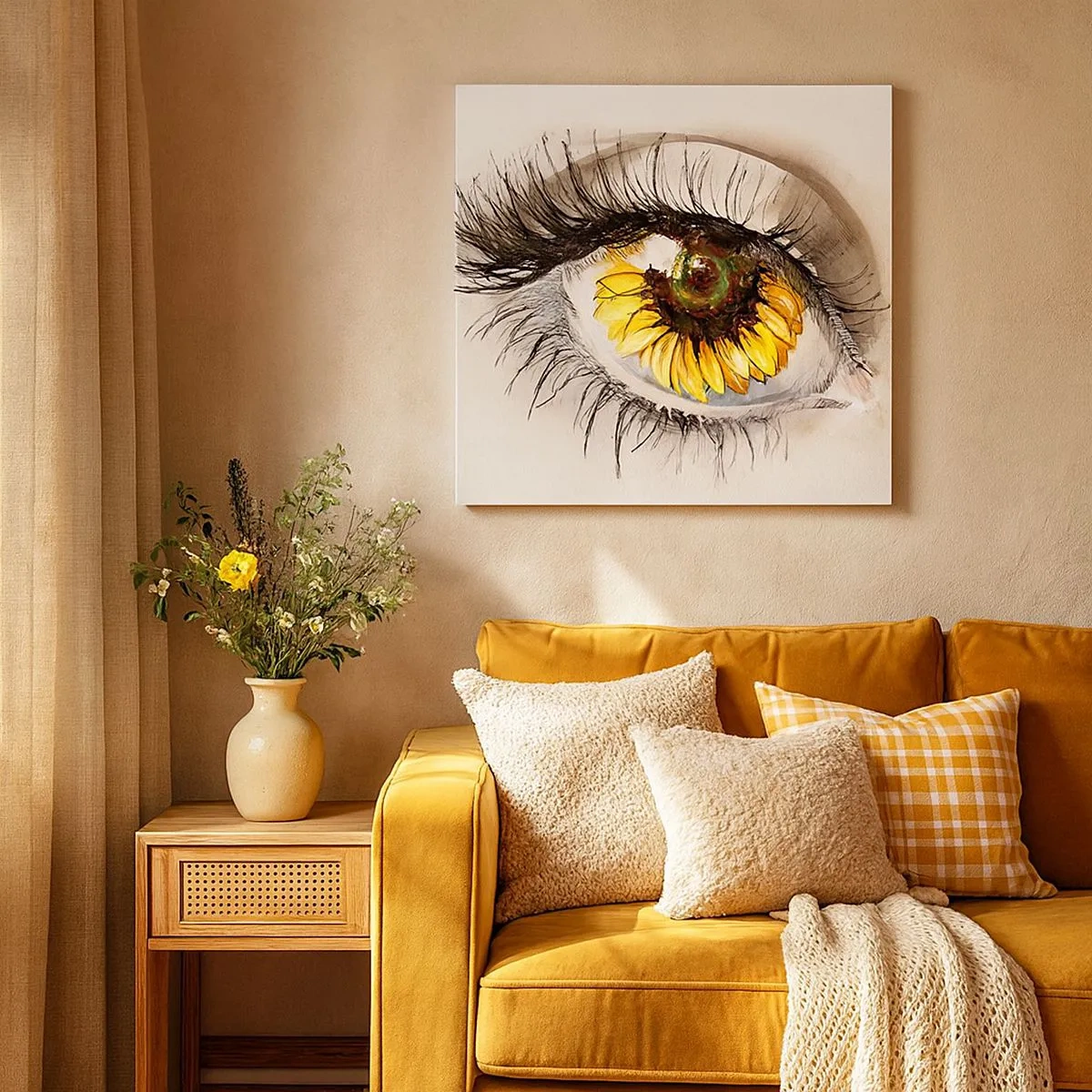 Lærredstryk - Billede på lærred - Et look lige så varmt som sommeren - 30x30 cm