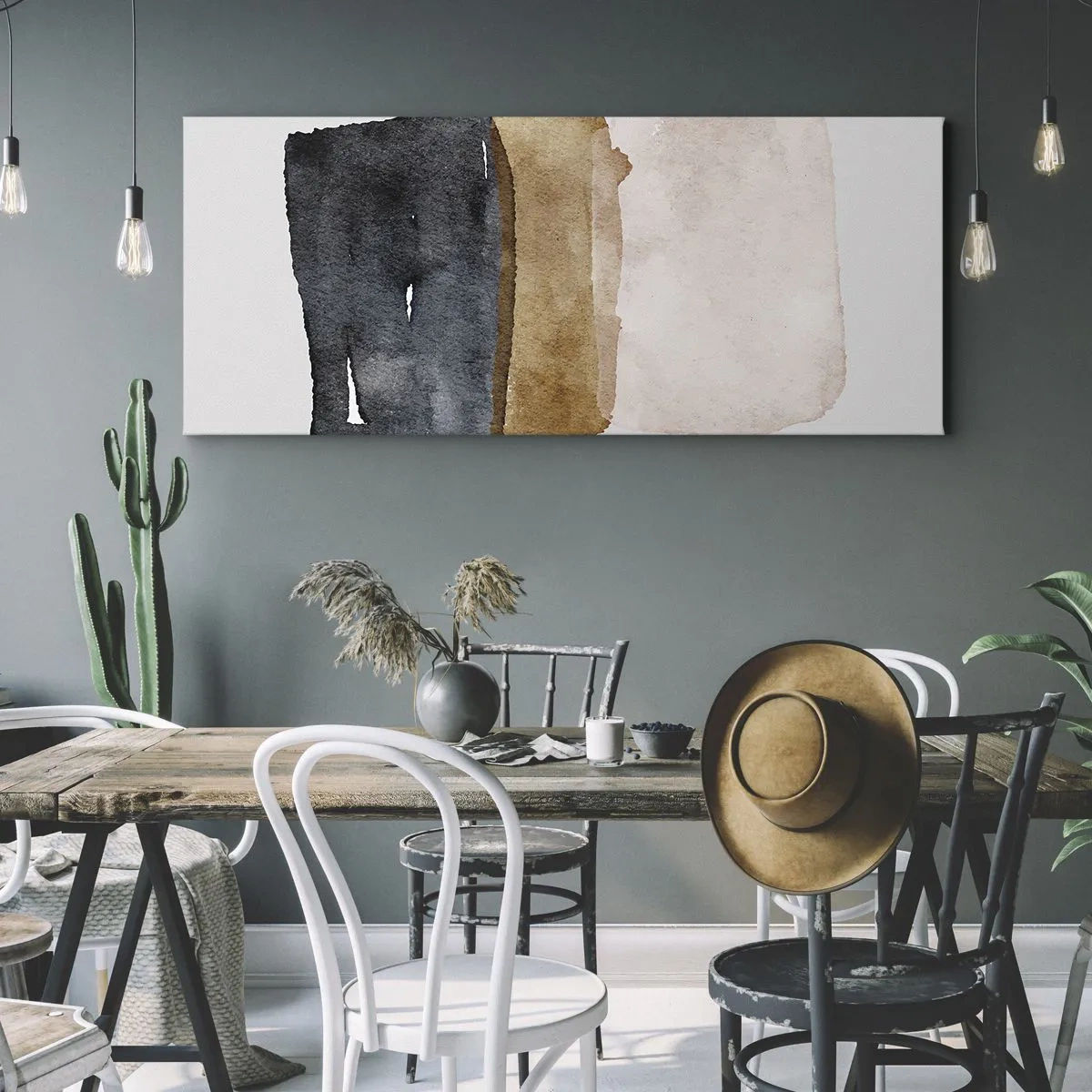 Lærredstryk - Billede på lærred - Sammensætning af jordfarver - 100x40 cm