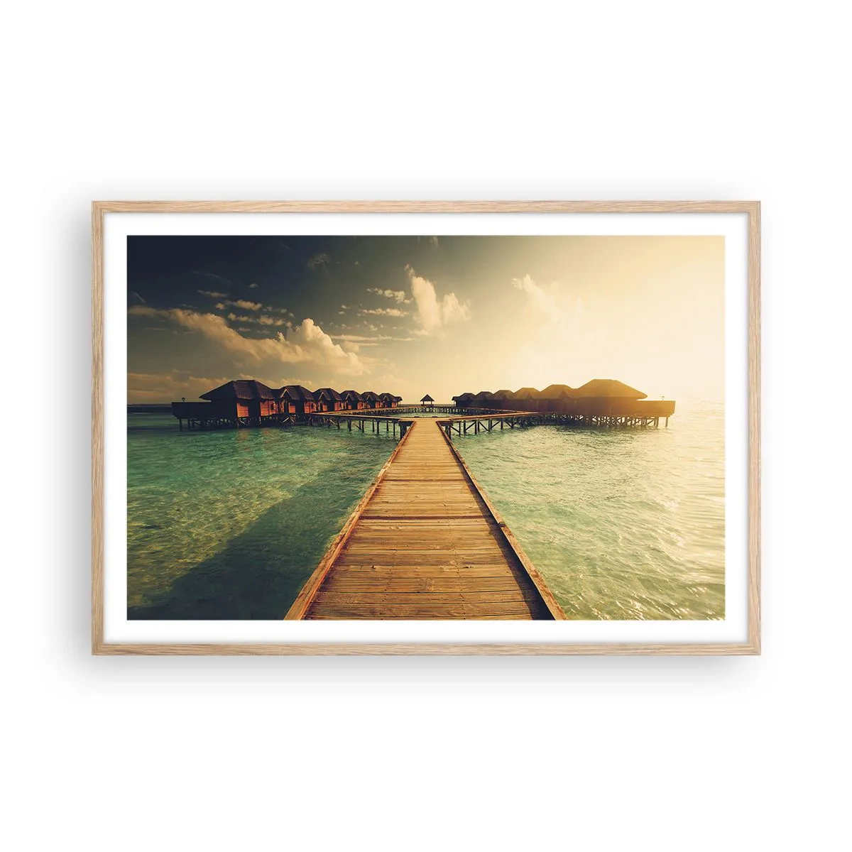 Plakat i ramme af lyst egetræ - En varm invitation - 91x61 cm