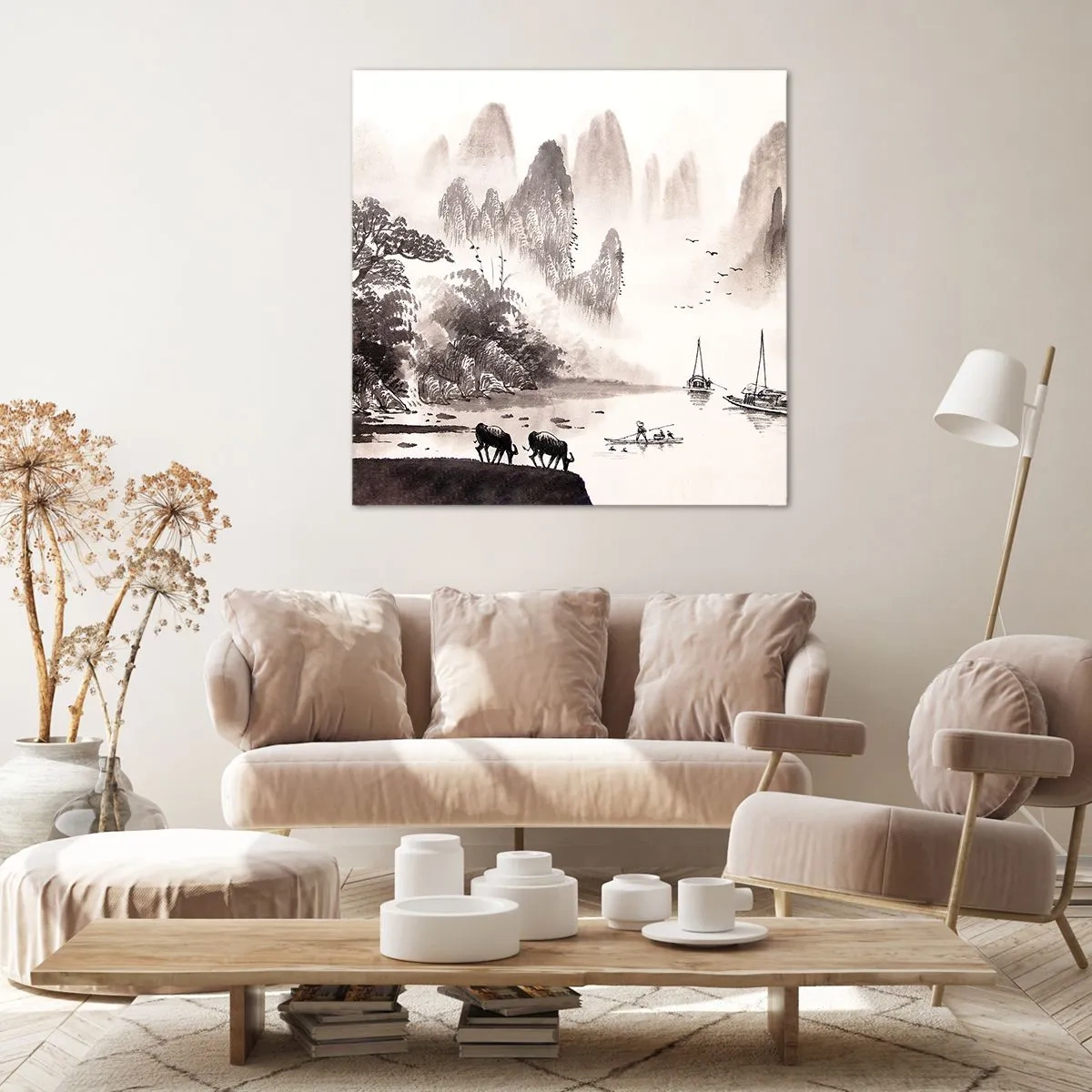 Lærredstryk - Billede på lærred - Østens eksotiske hverdag - 70x70 cm