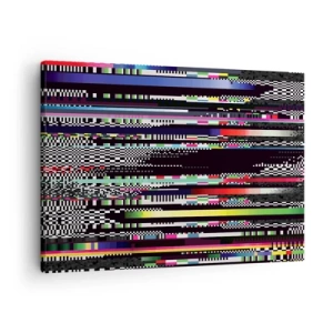 Lærredstryk - Billede på lærred - Farverige linjer og pixels i en abstrakt stil - 70x50cm - Det kontrollerede billede af virkeligheden - Moderne vægdekoration til stue og soveværelse ARTTOR