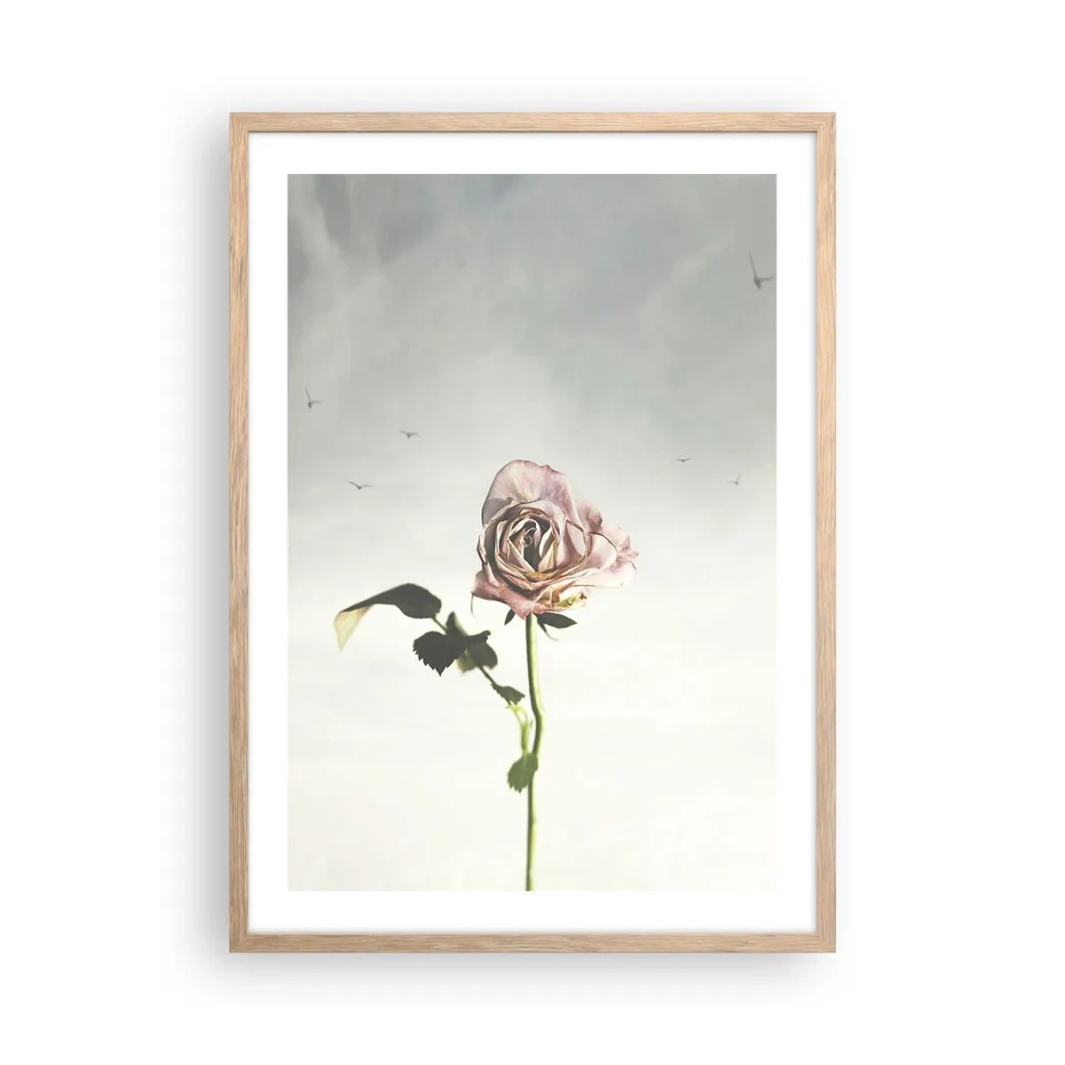 Plakat i ramme af lyst egetræ - Velkomst til foråret - 50x70 cm