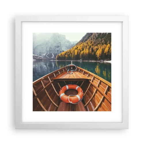 Plakat i hvid ramme - Bjergtur - 30x30 cm