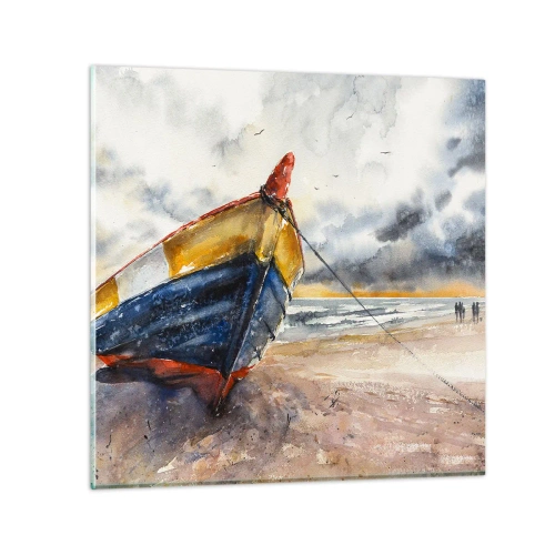 Billede på glas - Hvile på stranden - 30x30 cm