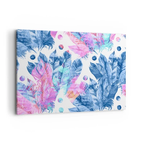 Lærredstryk - Billede på lærred - Plys i lyserød og blå - 100x70 cm
