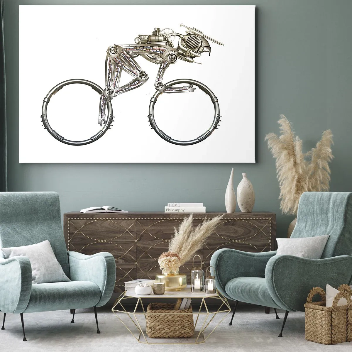 Lærredstryk - Billede på lærred - En mekanisk cykel med et futuristisk design - 70x50cm - En fantastisk maskine - Moderne vægdekoration til stue og soveværelse ARTTOR