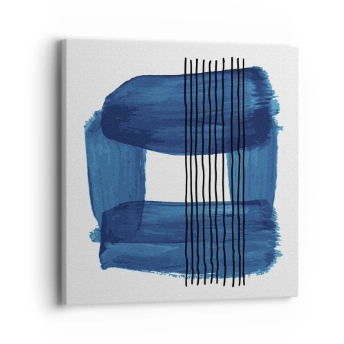 Lærredstryk - Billede på lærred - Blå-sort sammensætning - 40x40 cm