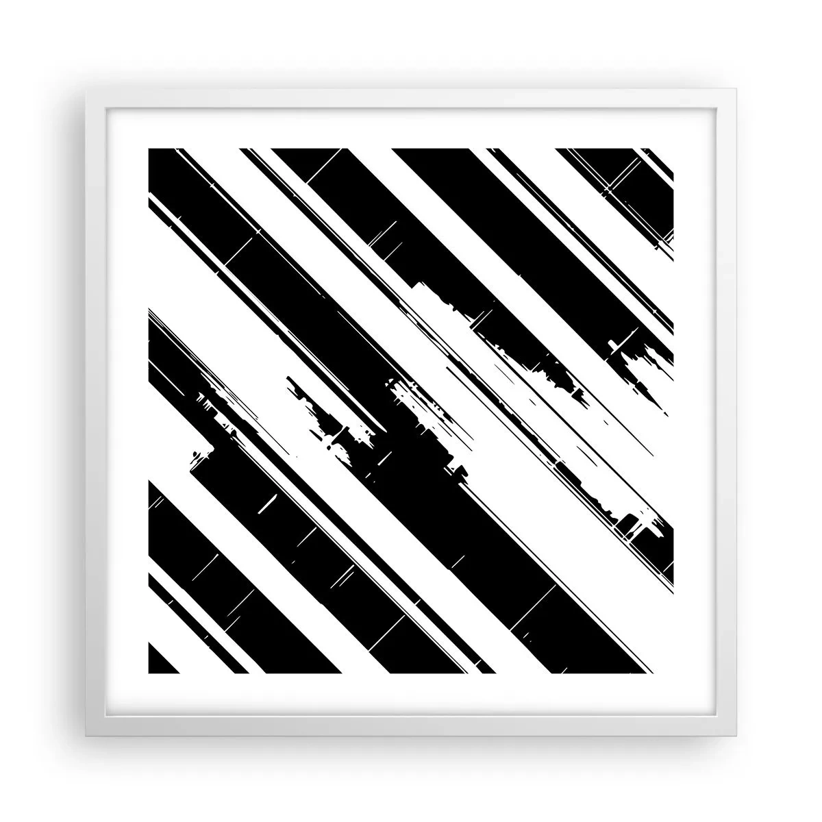 Plakat i hvid ramme - Intens og dynamisk komposition - 50x50 cm