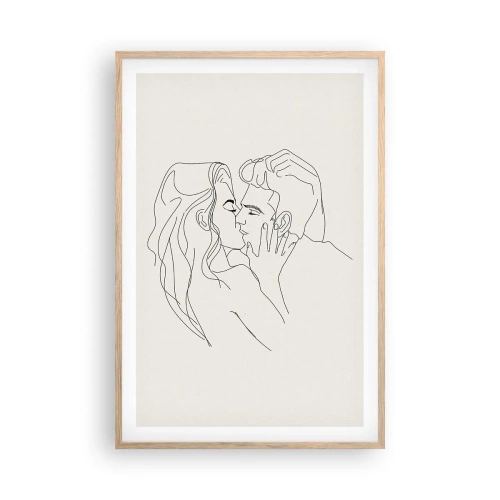 Plakat i ramme af lyst egetræ - Forviklet i følelser - 61x91 cm