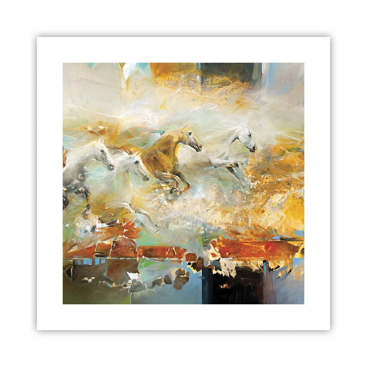 Plakat - Galopperer gennem lyset - 40x40 cm