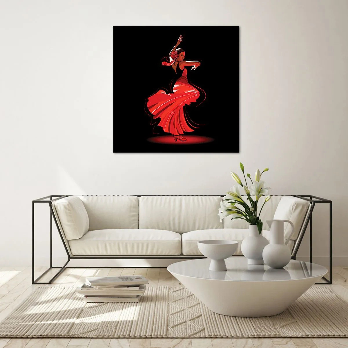 Billede på glas - Flamencoens brændende ånd - 50x50 cm