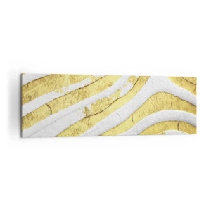 Lærredstryk - Billede på lærred - Sammensætning i hvidt og guld - 160x50 cm