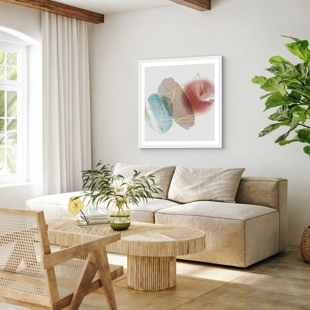 Plakat i hvid ramme - Rummets perler - 40x40 cm