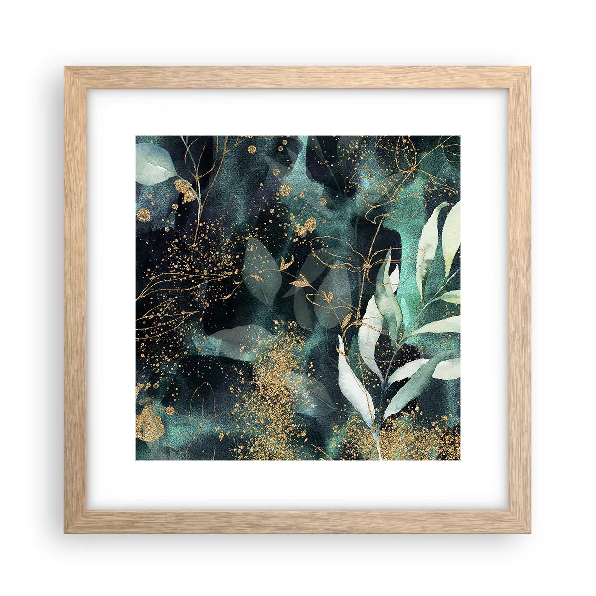Plakat i ramme af lyst egetræ - Fortryllet have - 30x30 cm