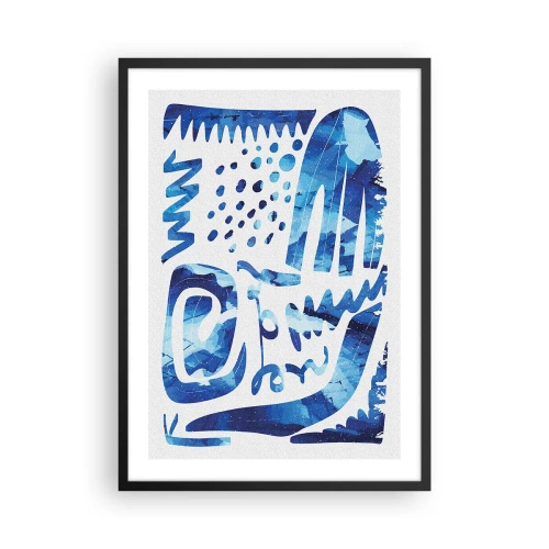Plakat i sort ramme - Moderne abstraktion i blå nuancer - 50x70cm - Tilbage til rødderne - Moderne vægdekoration til stue og soveværelse ARTTOR