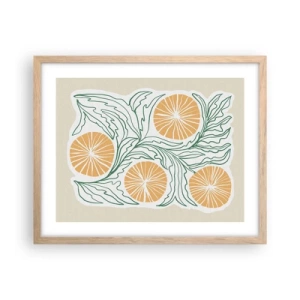 Plakat i ramme af lyst egetræ - Etnisk med et strejf af abstraktion - 50x40 cm