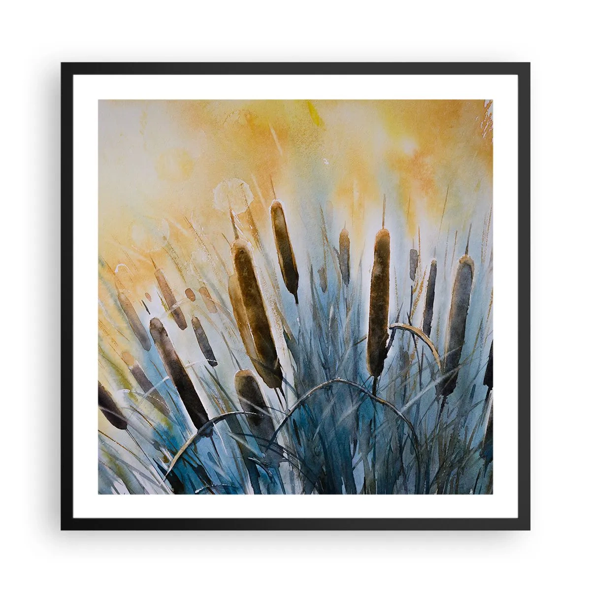 Plakat i sort ramme - Vandets kulde, solens varme - 60x60 cm