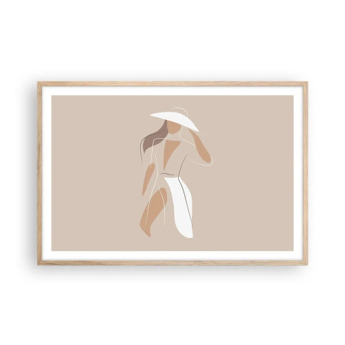 Plakat i ramme af lyst egetræ - Mode er sjovt - 91x61 cm