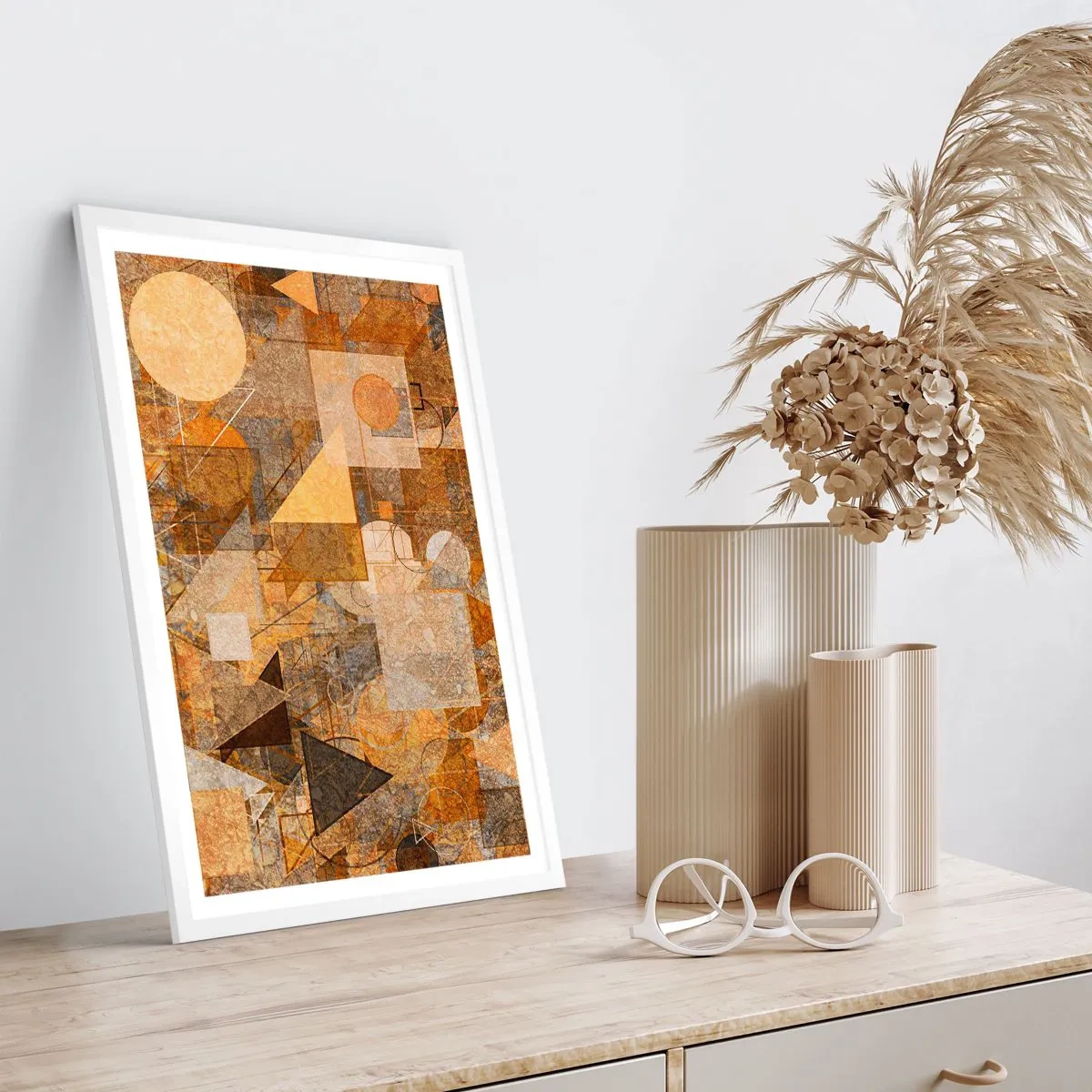 Plakat i hvid ramme - Kubistisk bronzeundersøgelse - 30x40 cm