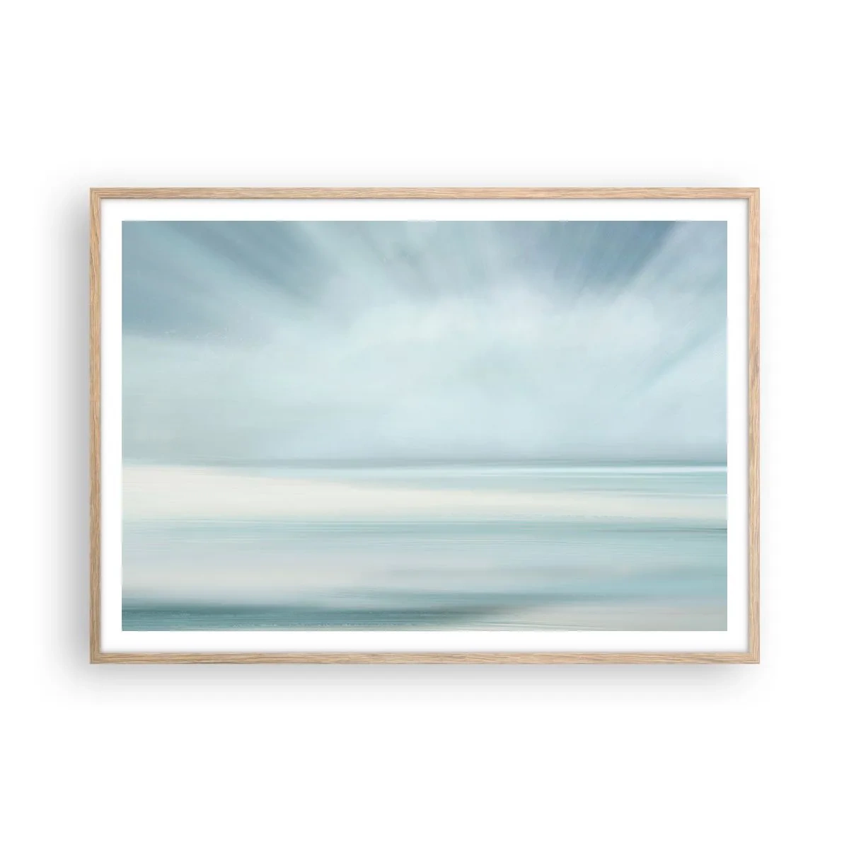 Plakat i ramme af lyst egetræ - Fred hele vejen til horisonten - 100x70 cm