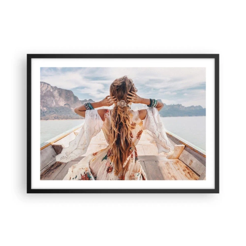 Plakat i sort ramme - På vej mod lykken - 70x50 cm