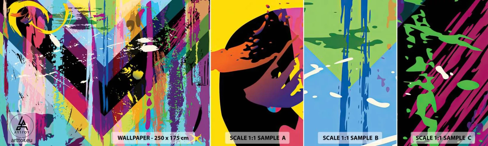 Prøve Fototapet Selvklæbende Deluxe Sticker - Fra top til bund - Abstraktion, Stykke, Grafik - 100x30 cm