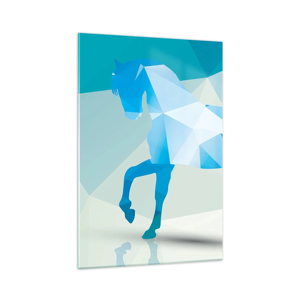 Billede på glas - Geometrisk hest i turkis - 70x100 cm