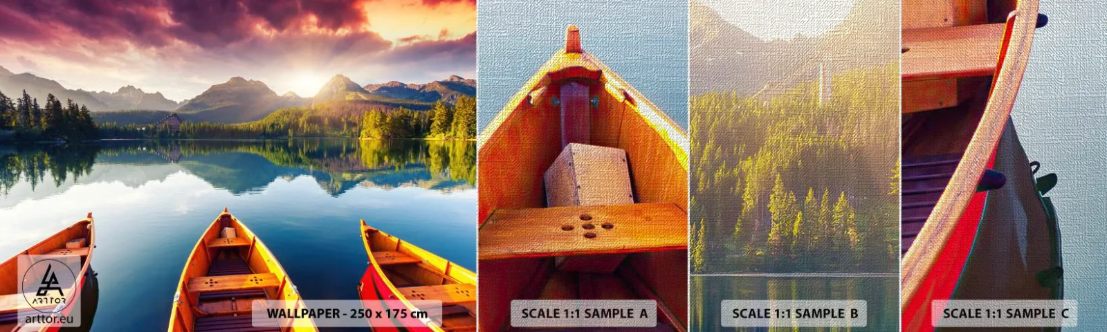 Prøve Fototapet Premium Canvas - Intet imod naturen - Landskab, Bjerge, Fatning - 100x30 cm