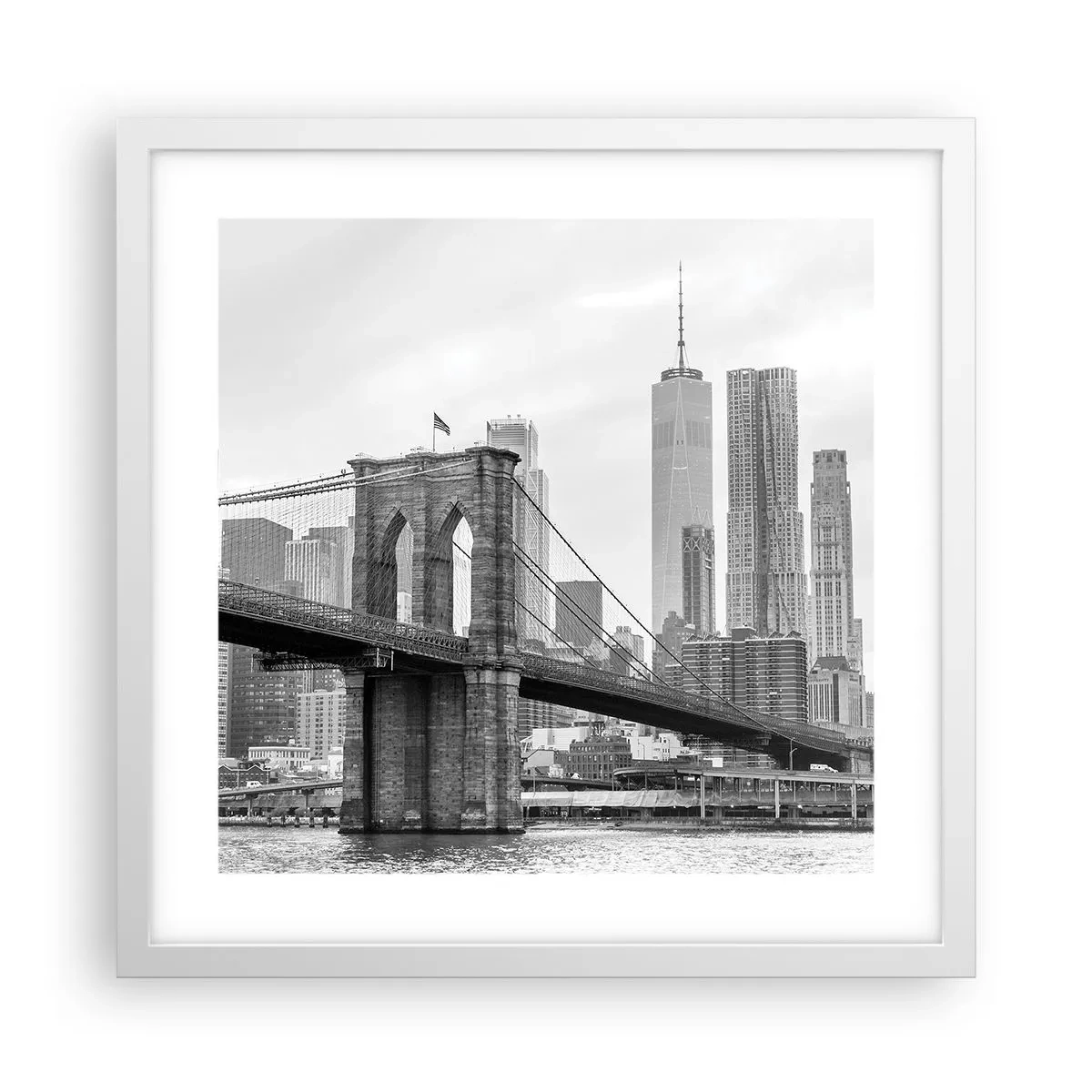Plakat i hvid ramme - New York stemning - 40x40 cm