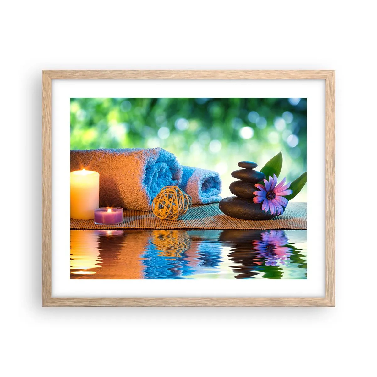 Plakat i ramme af lyst egetræ - Tid til kroppen - 50x40 cm